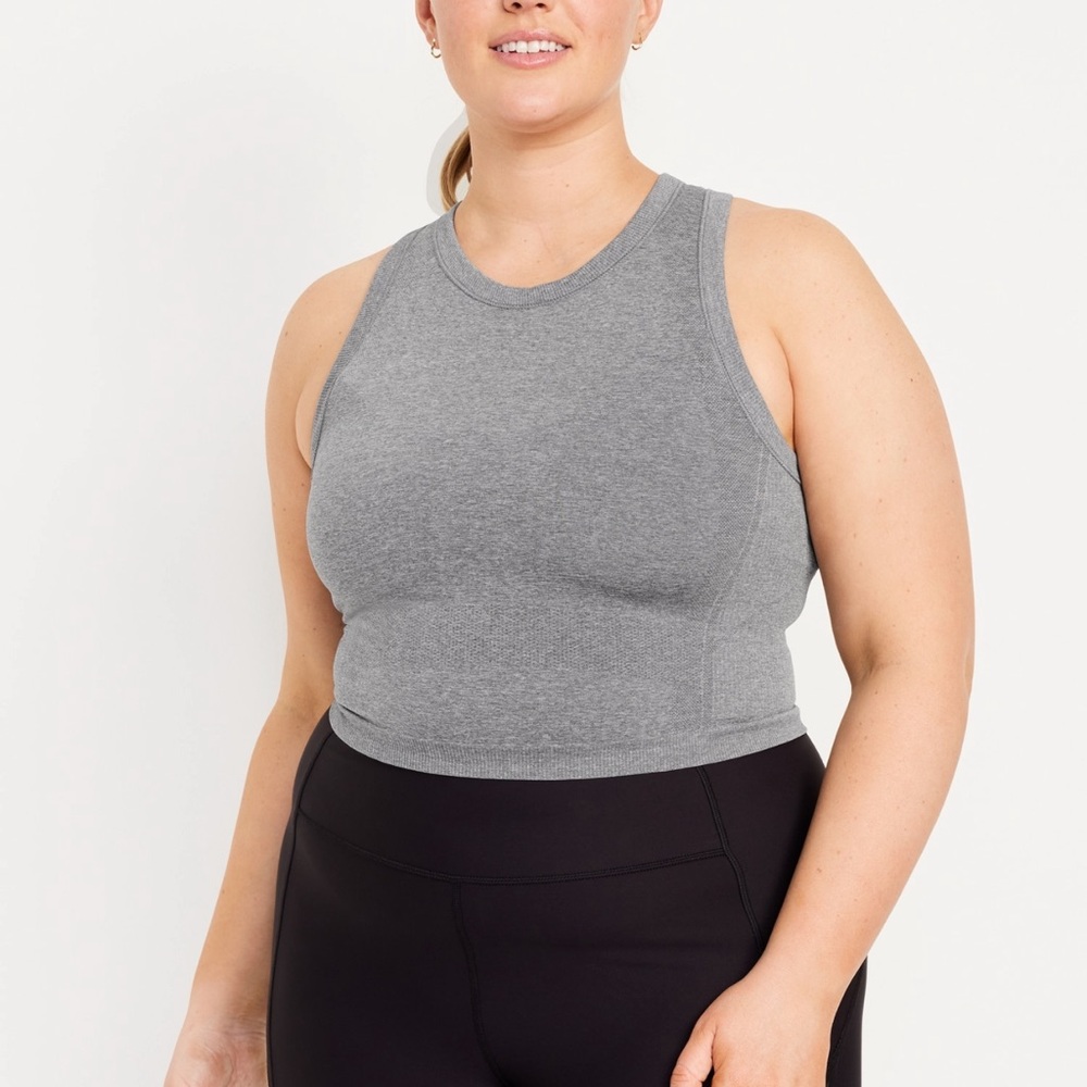 Old Navy Heather Gray Fluid Seamless Crop Tank Top